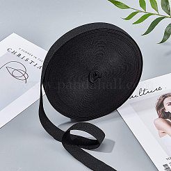 超幅広の厚手の平らなゴムバンド  ウェビング衣類縫製アクセサリー  ブラック  24mm&nbsp;EC-WH0003-12B