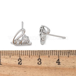 Brass Clear Cubic Zirconia Stud Earrings&nbsp;EJEW-Q014-10P