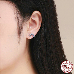 ロジウムメッキ 925 スターリングシルバー キュービックジルコニア スタッド イヤリング  レインボー  プラチナ  7x12mm&nbsp;EJEW-FF0011-02