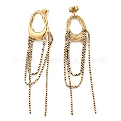 304 Stainless Steel Oval Tassel Stud Earrings&nbsp;EJEW-C132-01G