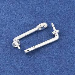 真鍮製スタッドピアスパーツ  カドミウムフリー＆鉛フリー  片穴パーツ用  925銀メッキ  16x3x7mm  穴：0.9mm  ピン：0.8mm&nbsp;KK-C163-04S
