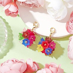 アジサイの花のアクリルペンダント装飾  304ステンレススチール製カニカン留め具、バッグ飾り用チャーム  カラフル  36mm&nbsp;HJEW-TA00294