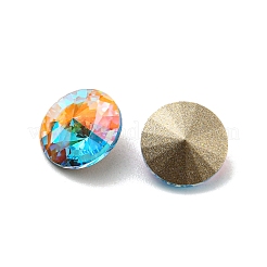 ガラスラインストーンカボション  ポイントバック＆バックメッキ  多面カット  ダイヤモンド  アクアマリン  8x4.5mm&nbsp;RGLA-M017-G02-202ST