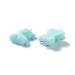 不透明樹脂ペンダント  プラチナトーンの鉄ループ付き  クマのチャーム  ミックスカラー  26x18.5x8.5mm  穴：2mm&nbsp;RESI-G046-04P