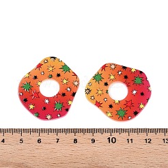 印刷されたアクリルパーツ  菱形  砂茶色  37.5x35~36x2mm  穴：1.5mm&nbsp;OACR-T028-08B