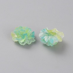 グラデーションカラーのローズ樹脂カボション  ネイルアートの装飾の付属品  薄緑  11~12x11.5~13x6~6.5mm&nbsp;MRMJ-TAC0009-11