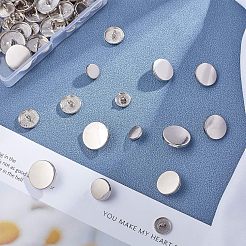 合金シャンクボタン  1穴  フラットラウンド  プラチナ  11.5~20x7mm  穴：2mm  20pcs /サイズ  100個/箱&nbsp;BUTT-OC0001-10