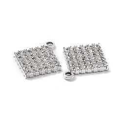 合金クリスタルラインストーンペンダント  菱形チャーム  プラチナ  20.5x17.5x2mm  穴：1.8mm&nbsp;ALRI-H004-11P