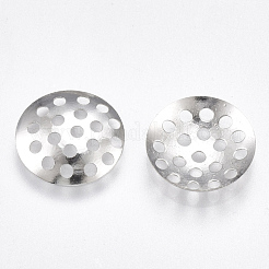 アイアンフィンガーリング/ブローチシャワー金具  穴あきディスクのセッティング  ニッケルフリー  プラチナ  12x2mm  穴：1.2mm&nbsp;IFIN-T007-45P-NF