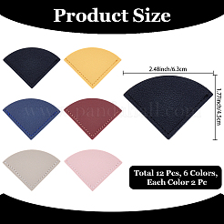 12Pcs 6 Colors PU Leather Fan Bookmarks&nbsp;AJEW-CL0002-09
