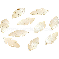 真鍮製チャーム30個  葉  24KGP本金メッキ  30x13x1mm  穴：1.2mm&nbsp;KK-BC0002-93