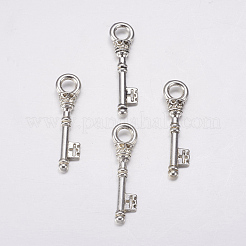 合金ペンダント  キー  鉛フリー及びカドミウムフリー  アンティークシルバー  36x9x6mm  穴：5mm&nbsp;EA10909Y
