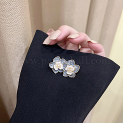 バレンタインデーの合金＆エナメルスタッドピアス  花  スターリングシルバーのイヤリング金具925個付き  コーンフラワーブルー  18mm&nbsp;WG1CFA2-01