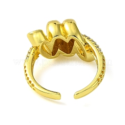 Brass Micro Pave Cubic Zirconia Open Cuff Ring&nbsp;RJEW-K256-10G