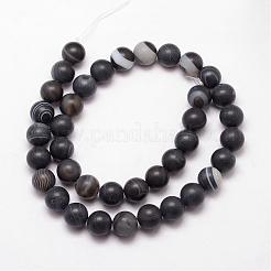Natural Black Agate Bead Strands&nbsp;G-K166-12-6mm-03