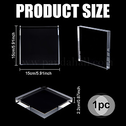 デスクトップアクリルディスプレイ台座1個  アクセサリー用  正方形  透明  15x15x2.2cm&nbsp;ODIS-PH0002-07