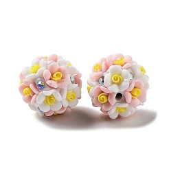 Luminous Polymer Clay Rhinestone Flower Beads&nbsp;RESI-C048-01D