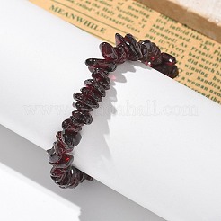 チップ天然ガーネットビーズストレッチブレスレット  1-3/4インチ（4.5cm）&nbsp;BJEW-JB01826-09