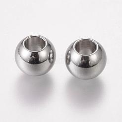 変色しにくい304ステンレススチール製ヨーロピアンビーズ  大穴ビーズ  バレル  10x8mm  穴：5mm&nbsp;X-STAS-E034-1