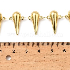 304ステンレススチールティアドロップリンクチェーン  ハンダ付け  スプールで  ゴールドカラー  19x12x6.5mm  約5m /ロール&nbsp;CHS-G042-07G
