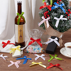 60個6色のポリエステル製蝶結び  鉄線ツイストタイ付き  DIYギフト包装結婚式のキャンディーパーティーの装飾のために  ミックスカラー  80x102x3.5mm  10個/カラー&nbsp;FIND-PH0021-91
