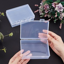 クリアプラスチックビーズ収納ケース  ヒンジ付き蓋付き  ビーズなど  長方形  透明  12.6x9.1x4.15cm&nbsp;CON-WH0072-41A