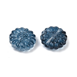 透明ガラスビーズ  花  焼き付け塗料  プルシアンブルー  16x15.5x7.5mm  穴：1.2mm&nbsp;DGLA-E004-05H