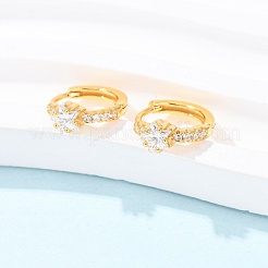 Star 925 Sterling Silver Micro Pave Clear Cubic Zirconia Hoop Earrings&nbsp;EJEW-K317-07G