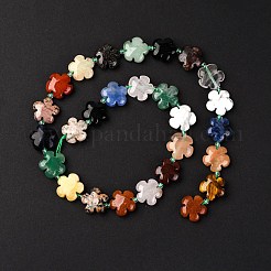 ミックス天然石フラワービーズ連売り  15x5.5mm  穴：1mm  約27個/連  15.74インチ&nbsp;G-L241B-07