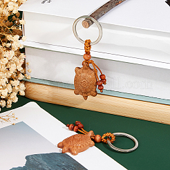 2Pcs Wood with Iron Keychains&nbsp;KEYC-FH0001-66