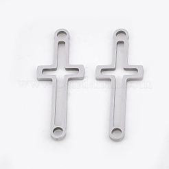 変色しにくい201ステンレススチールリンクコネクター  レーザーカットリンク  横クロス  ステンレス鋼色  24x9x1mm  穴：1.8mm&nbsp;X-STAS-T044-65P