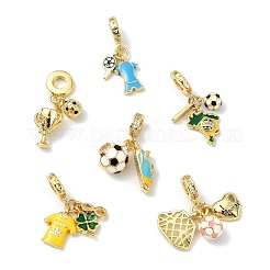 6Pcs 6 Styles Brass Enamel European Dangle Charms&nbsp;KK-CJ0003-95