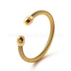 Ion Plating(IP) 304 Stainless Steel Twist Rope Open Cuff Bangle&nbsp;BJEW-P283-15G