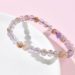 天然ロドライトクォーツラウンドビーズストレッチブレスレット（女性用）  ビーズ：5.8~6.8mm  内径：2.05~2.13インチ（5.2~5.4cm）&nbsp;BJEW-Z158-03K-04