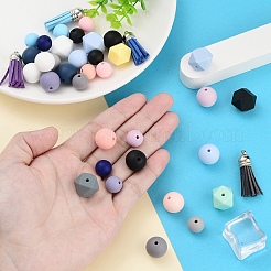 DIY Silicone Bead & Faux Suede Tassel Pendant Decorations Making Kits&nbsp;DIY-YW0010-10