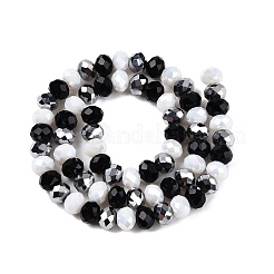 透明ガラスビーズ連売り  多面カット  ロンデル  ブラック  8x6.5mm  穴：1mm  約64~66個/連  15.55~16.8''（39.5~42センチメートル）&nbsp;GLAA-T023-09A