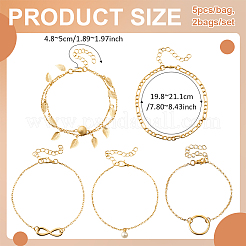 2Bags 10Pcs Iron & Alloy & Plastic Pearl Anklets & Charm Anklets for Women&nbsp;AJEW-HY0002-65B