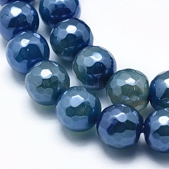 Electroplated Natural Agate Beads Strands&nbsp;G-O164-14-8mm