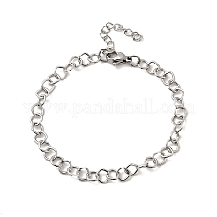 304ステンレススチールリンクチェーンブレスレット女性男性用  菱形  ステンレス鋼色  7インチ（17.9cm）&nbsp;BJEW-A050-02P