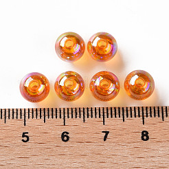 透明なアクリルビーズ  ABカラーメッキ  ラウンド  オレンジ  8x7mm  穴：2mm  約1745個/500g&nbsp;MACR-S370-B8mm-724