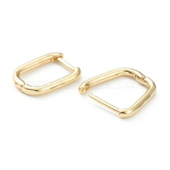 真鍮huggieフープピアス  長持ちメッキ  長方形  18KGP本金メッキ  16x12x2mm  ピン：0.8mm&nbsp;EJEW-P189-01G