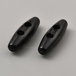 樹脂ボタン  ホーントグルボタン  2穴  アクセサリー縫製用  ブラック  30~31x9~9.5mm  穴：4.5~5mm&nbsp;FIND-WH0423-55B-01