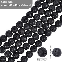 5 Strands Natural Lava Rock Round Beads Strands&nbsp;G-LT0001-02B-02