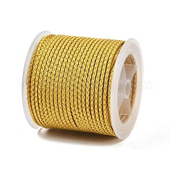 綿芯とメタリック糸を使用した11mポリエステル編み込みコード  ゴールド  2.5mm  約10.0465ヤード（11m）/ロール&nbsp;OCOR-Z006-01-33