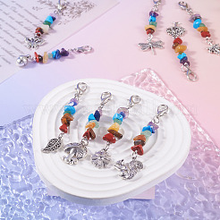 Chakra Gemstone Chip Pendant Decorations&nbsp;HJEW-TAC0028