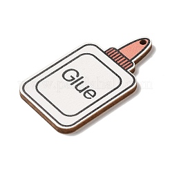カラー印刷木製ペンダント  文房具  ボトル  45x25x2.5mm  穴：1.5mm&nbsp;WOOD-S062-02E