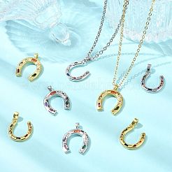 2個真鍮マイクロパヴェキュービックジルコニアペンダント  アーチチャーム  プラチナ  18.5x16x2mm  穴：5x2.6mm&nbsp;KK-FS0002-15P