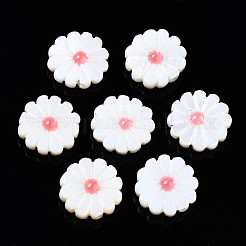 天然淡水シェルビーズ  エナメル  花  ライトコーラル  12~13x3~4mm  穴：0.9mm&nbsp;SHEL-N026-143A-149B