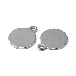 変色しない304ステンレススチールチャーム  フラットラウンドのチャーム  ステンレス鋼色  12.5x10x1mm  穴：1.4mm&nbsp;STAS-C066-27P