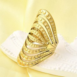 女性用304ステンレススチール調節可能なカフリング  18KGP本金メッキ  39.5mm  内径: 調節可能&nbsp;LS-RJEW-B123-01G-03
